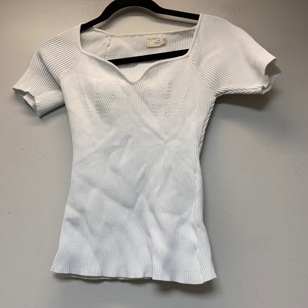 Dreamers by Debut Ribbed Knit Top Womens S/M White Excellent Sweetheart T7530-R